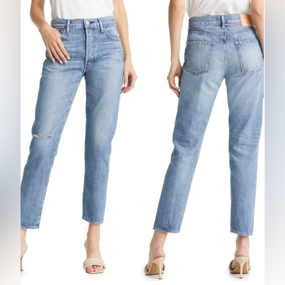 New Moussy Julian Jeans Women 30 High Waist Straight Leg Button Fly Blue Wash - Picture 1 of 16
